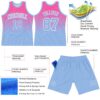 Custom Pink Light Blue-White Fade Fashion Round Neck Sublimation Basketball Suit Jersey