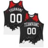 Custom Black White-Red Fragment Art Round Neck Sublimation Basketball Suit Jersey