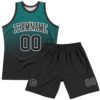 Custom Teal Black-White Fade Fashion Round Neck Sublimation Basketball Suit Jersey