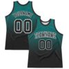Custom Teal Black-White Fade Fashion Round Neck Sublimation Basketball Suit Jersey