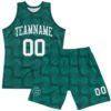 Custom Green White Line Round Neck Sublimation Basketball Suit Jersey