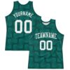 Custom Green White Line Round Neck Sublimation Basketball Suit Jersey