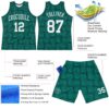 Custom Green White Line Round Neck Sublimation Basketball Suit Jersey