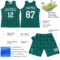 Custom Green White Line Round Neck Sublimation Basketball Suit Jersey