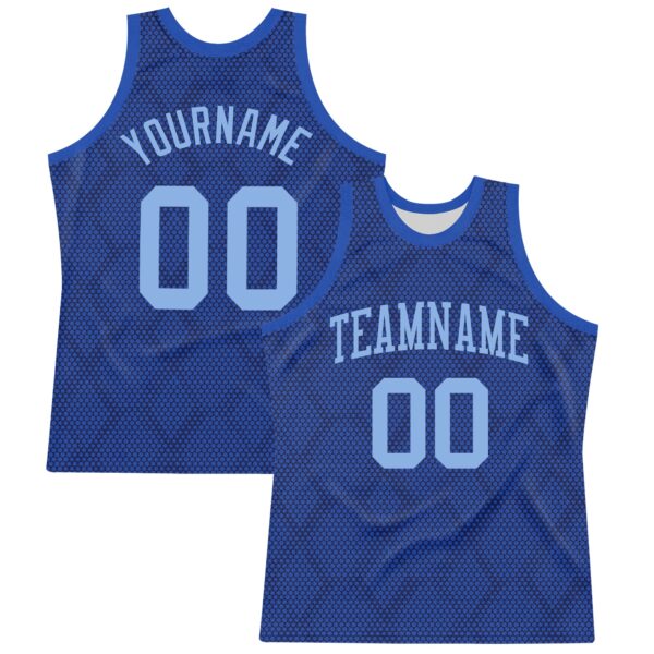 Custom Royal Light Blue Dot Round Neck Sublimation Basketball Suit Jersey