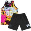 Custom Graffiti Pattern White-Light Blue Splash Round Neck Sublimation Basketball Suit Jersey