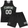 Custom Black White-Neon Green Line Round Neck Sublimation Basketball Suit Jersey
