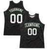 Custom Black White-Neon Green Line Round Neck Sublimation Basketball Suit Jersey