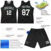 Custom Black White-Neon Green Line Round Neck Sublimation Basketball Suit Jersey