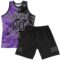 Custom Graffiti Pattern Black Purple-Gray Scratch Round Neck Sublimation Basketball Suit Jersey