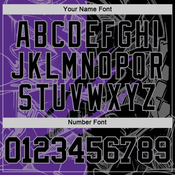 Custom Graffiti Pattern Black Purple-Gray Scratch Round Neck Sublimation Basketball Suit Jersey