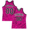 Custom Pink Black-White Line Round Neck Sublimation Basketball Suit Jersey