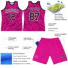Custom Pink Black-White Line Round Neck Sublimation Basketball Suit Jersey