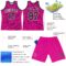 Custom Pink Black-White Line Round Neck Sublimation Basketball Suit Jersey