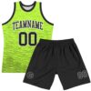 Custom Neon Green Black-White Line Round Neck Sublimation Basketball Suit Jersey