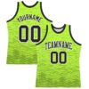 Custom Neon Green Black-White Line Round Neck Sublimation Basketball Suit Jersey