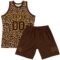 Custom Brown Old Gold Leopard Print Round Neck Sublimation Basketball Suit Jersey