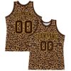 Custom Brown Old Gold Leopard Print Round Neck Sublimation Basketball Suit Jersey