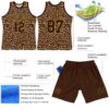 Custom Brown Old Gold Leopard Print Round Neck Sublimation Basketball Suit Jersey