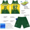 Custom Green Yellow-White Abstract Splatter Grunge Art Round Neck Sublimation Basketball Suit Jersey