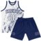 Custom White Navy Splash Round Neck Sublimation Basketball Suit Jersey