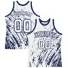 Custom White Navy Splash Round Neck Sublimation Basketball Suit Jersey