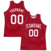 Custom Red White Fluid Art Round Neck Sublimation Basketball Suit Jersey