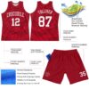 Custom Red White Fluid Art Round Neck Sublimation Basketball Suit Jersey