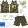 Custom Camo Vegas Gold-Olive Round Neck Sublimation Salute To Service Basketball Suit Jersey