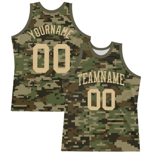 BSuit0340 Custom Camo Vegas Gold-Olive Round Neck Sublimation Salute To Service Basketball Suit Jersey