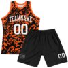 Custom Black White-Orange Fluid Art Round Neck Sublimation Basketball Suit Jersey