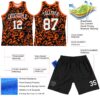 Custom Black White-Orange Fluid Art Round Neck Sublimation Basketball Suit Jersey