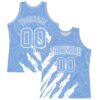Custom Light Blue White Splash Round Neck Sublimation Basketball Suit Jersey