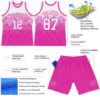 Custom White Deep Pink Gradient Square Shapes Round Neck Sublimation Basketball Suit Jersey