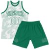 Custom White Kelly Green Curve Lines Round Neck Sublimation Basketball Suit Jersey