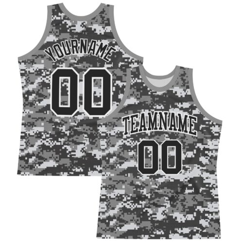 Custom Camo Black-White Round Neck Sublimation Salute To Service Basketball Suit Jersey