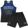Custom Royal Black-White Fade Fashion Round Neck Sublimation Basketball Suit Jersey
