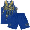 Custom Royal Yellow Splash Round Neck Sublimation Basketball Suit Jersey