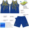 Custom Royal Yellow Splash Round Neck Sublimation Basketball Suit Jersey
