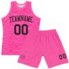 Custom Pink Black Fragment Art Round Neck Sublimation Basketball Suit Jersey