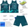 Custom Green Aqua-White Splash Round Neck Sublimation Basketball Suit Jersey