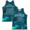 Custom Green Aqua-White Splash Round Neck Sublimation Basketball Suit Jersey