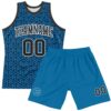 Custom Blue Black-White Arrow Shape Round Neck Sublimation Basketball Suit Jersey