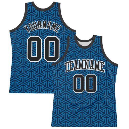 Custom Blue Black-White Arrow Shape Round Neck Sublimation Basketball Suit Jersey