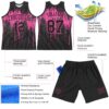 Custom Black Pink Dripping Splatter Art Round Neck Sublimation Basketball Suit Jersey
