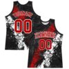 Custom Black Red-White Splash Round Neck Sublimation Basketball Suit Jersey