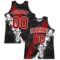 Custom Black Red-White Splash Round Neck Sublimation Basketball Suit Jersey