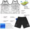 Custom White Black Curve Lines Round Neck Sublimation Basketball Suit Jersey