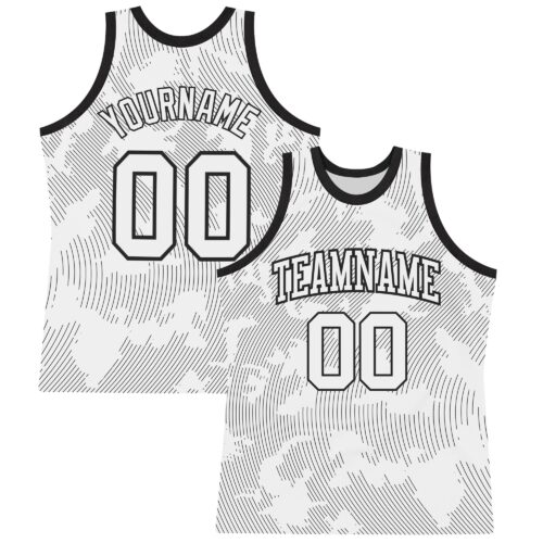 BSuit0354 Custom White Black Curve Lines Round Neck Sublimation Basketball Suit Jersey