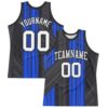 Custom Black White-Royal Line Round Neck Sublimation Basketball Suit Jersey